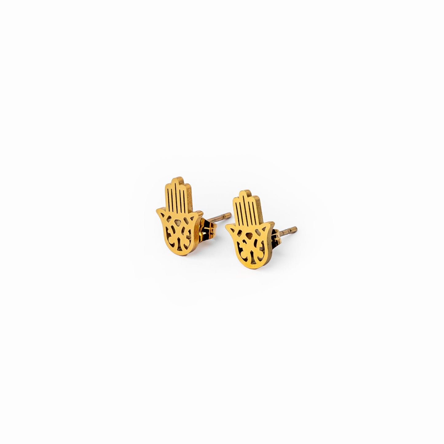 Hamsa Hand Ohrstecker Gold – Vorderansicht