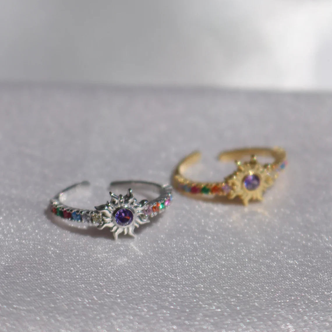 Handcrafted Colorful Sun Ring in 925 Sterling Silver