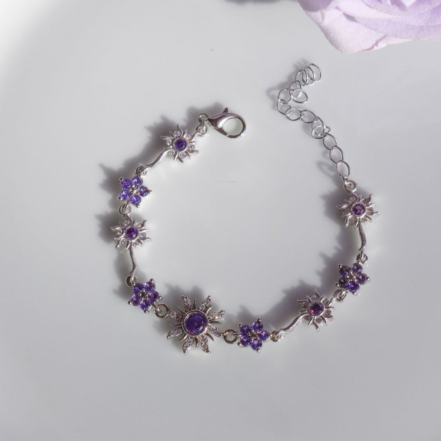 andcrafted princess bracelet with lilac gemstone