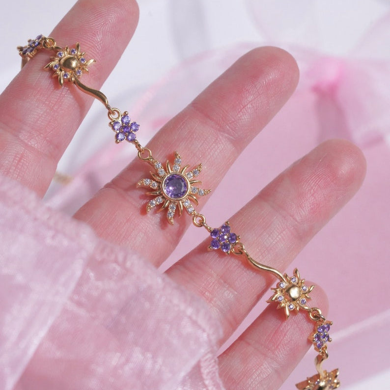 andcrafted princess bracelet with lilac gemstone
