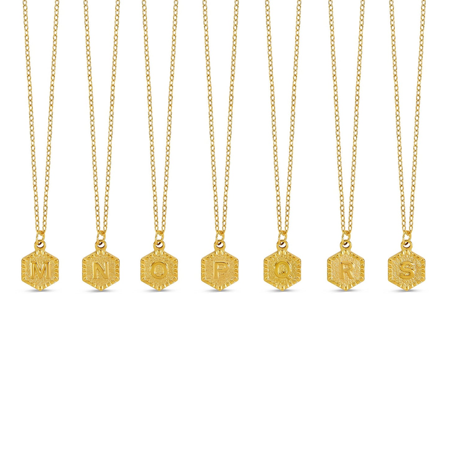 Hex Initial Halskette Gold in Geschenkbox