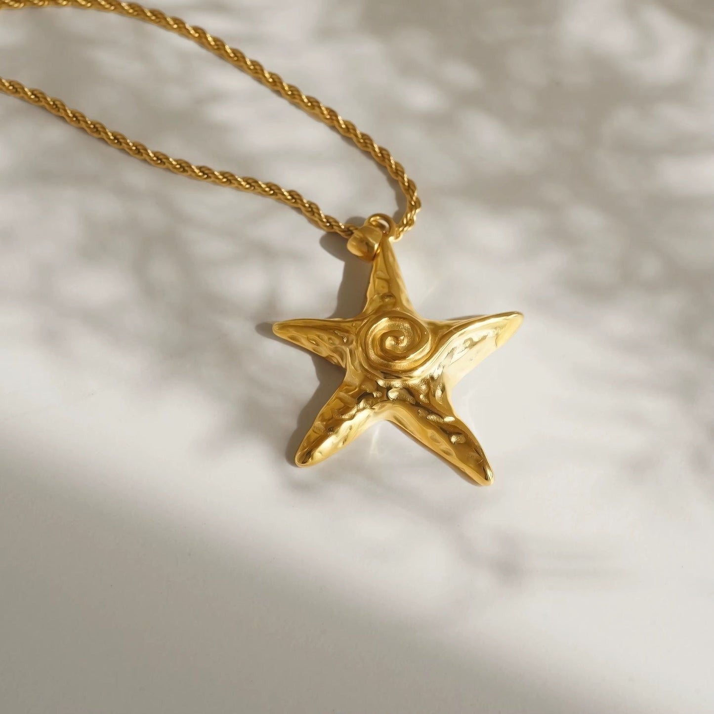 Starfish Necklace laid flat – waterproof chain