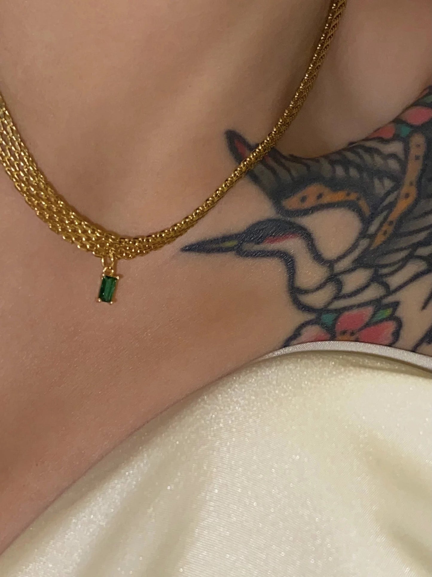 Marilyn Mesh Chain Necklace with CZ Stone