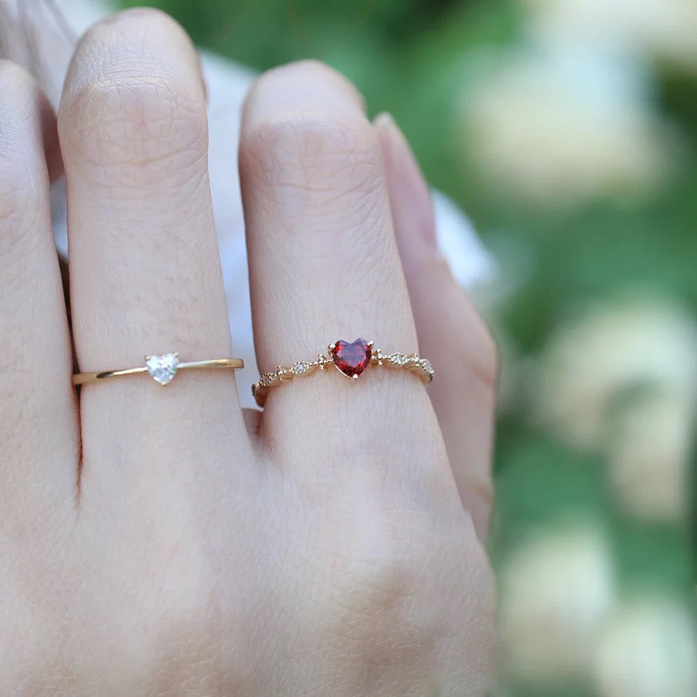 Bague cœur d'amour – Argent sterling réglable