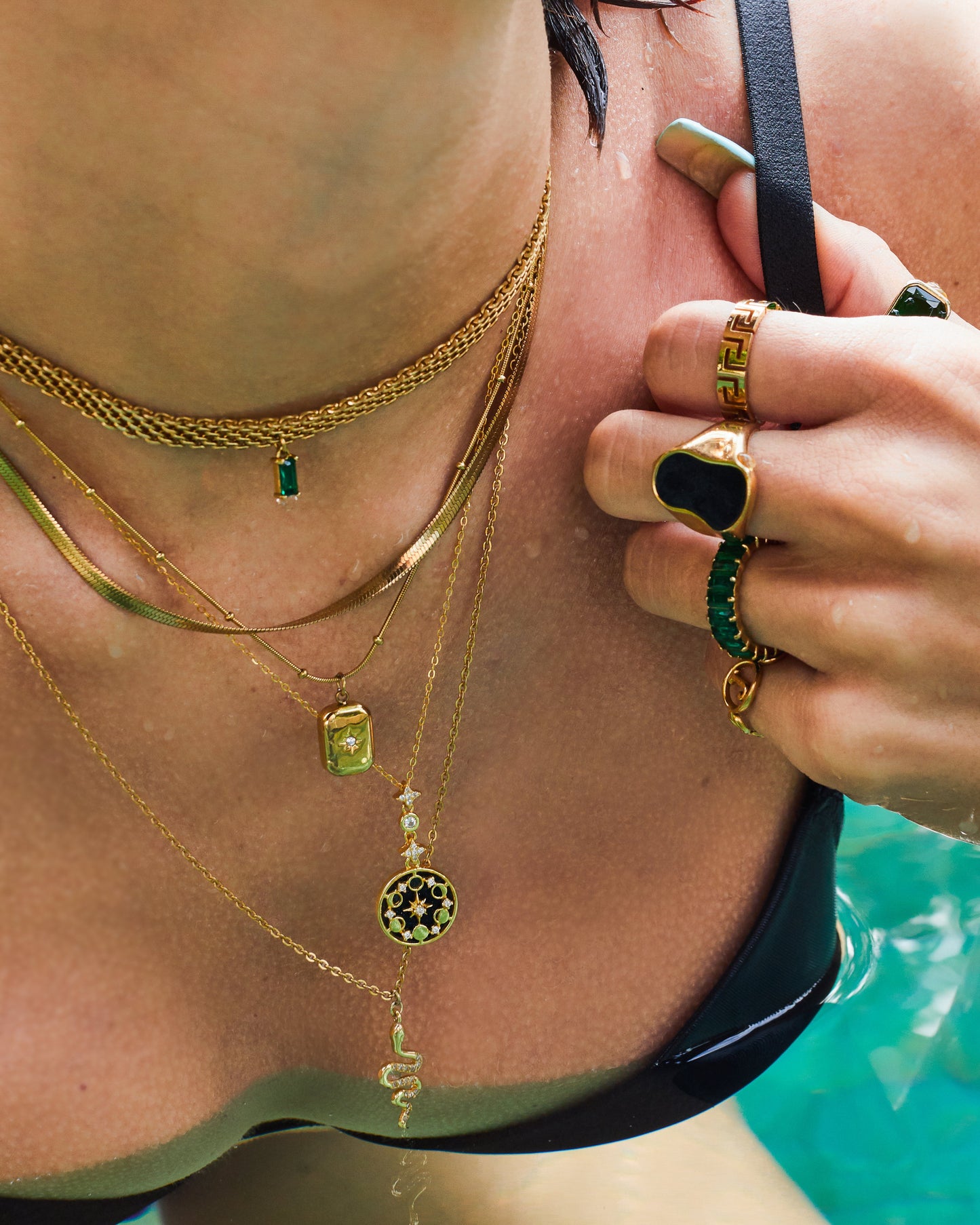 Marilyn Mesh Chain Necklace with CZ Stone
