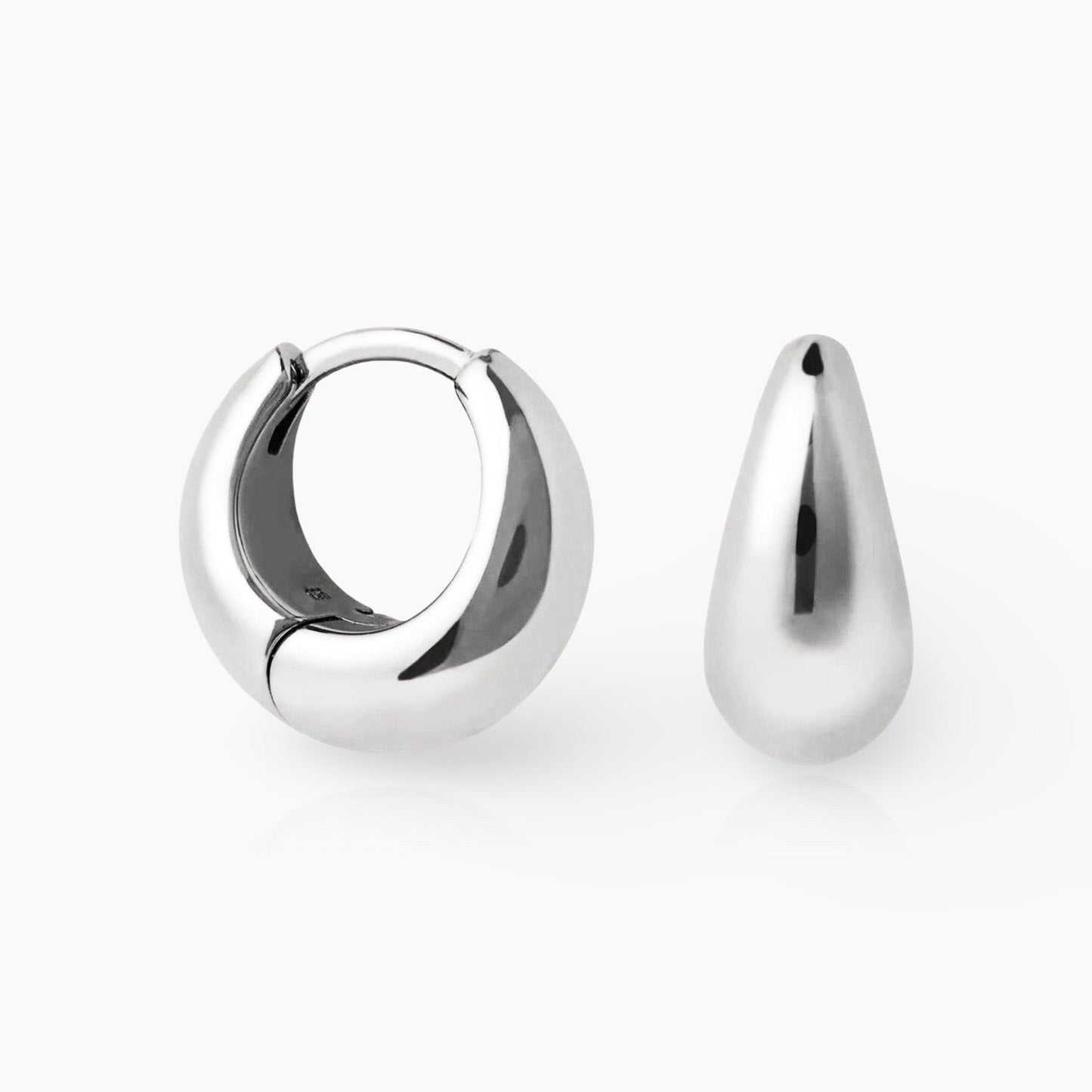 Side angle of minimalist KAYA hoop earrings