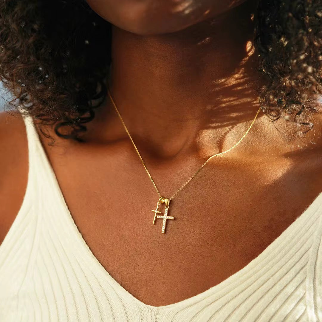 Layered faith necklace with adjustable chain