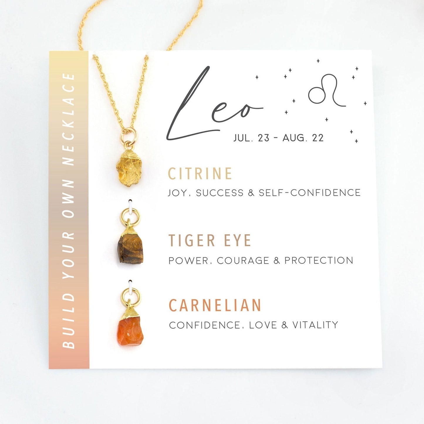 Zodiac crystal necklace with card in gift box