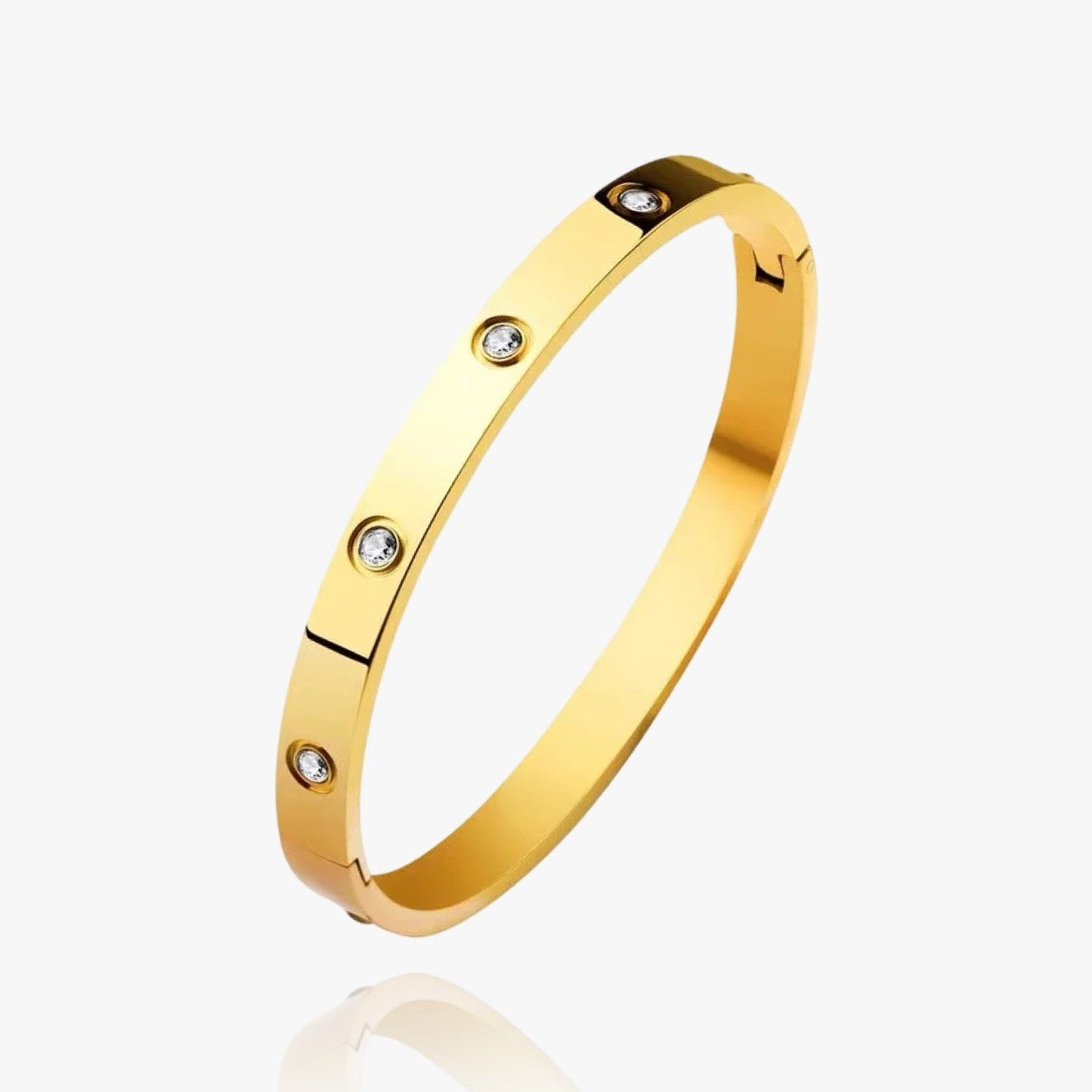 Gold Lover bangle bracelet with round crystals – waterproof – Loveness