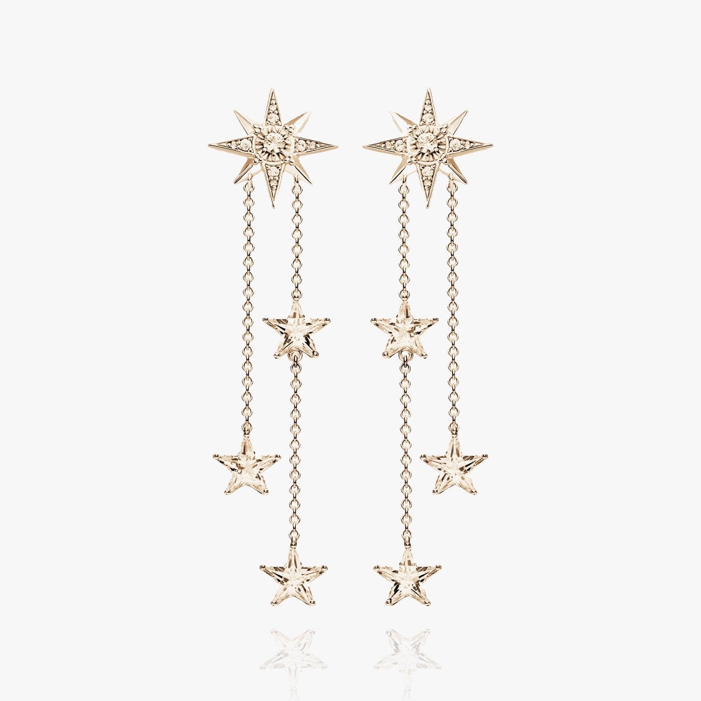 Lucky Stars earrings displayed in elegant gift packaging