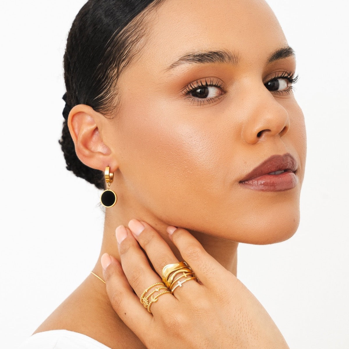 Detailaufnahme des Luna Verstellbaren Rings Gold