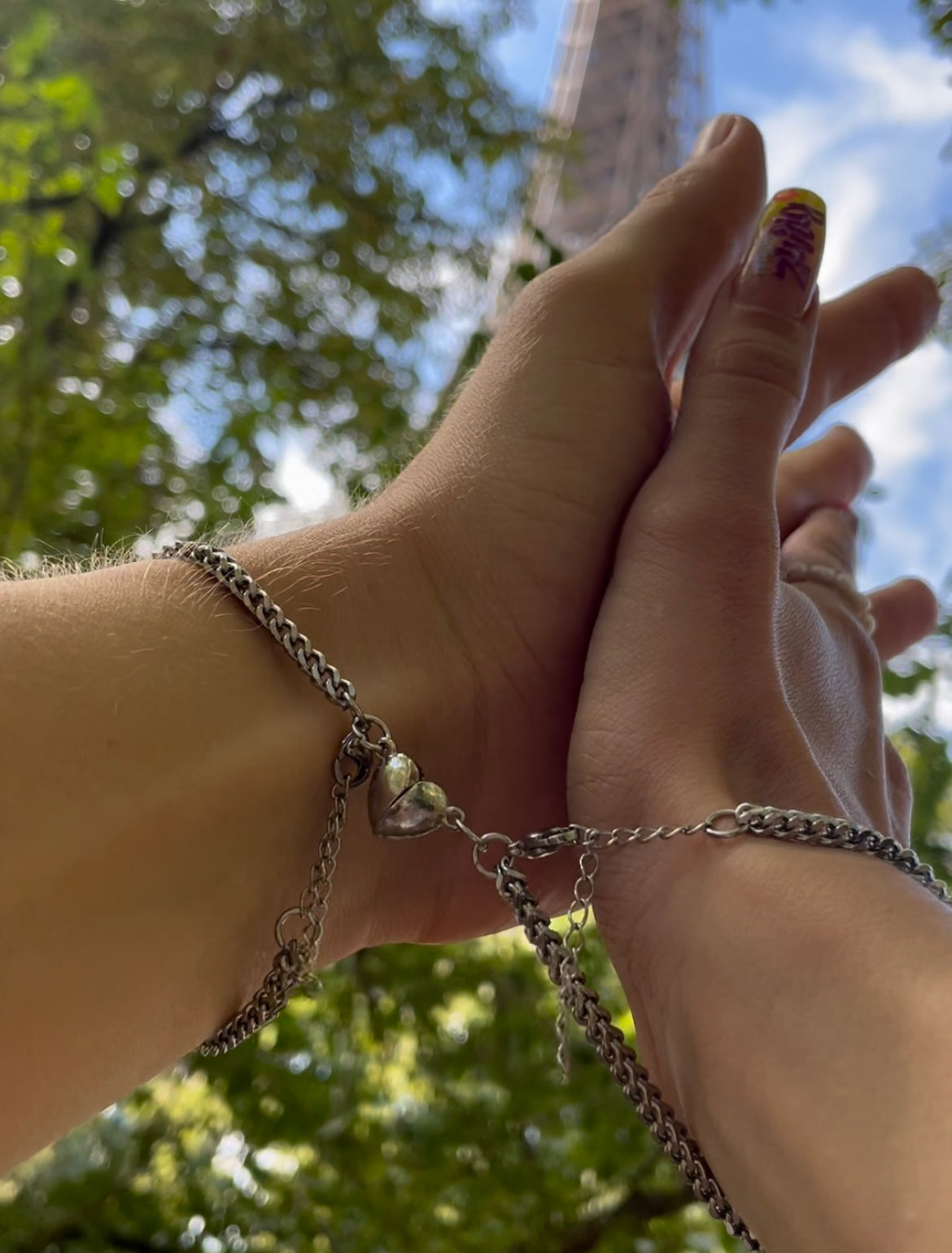 Magnetic couple bracelets in gift packaging