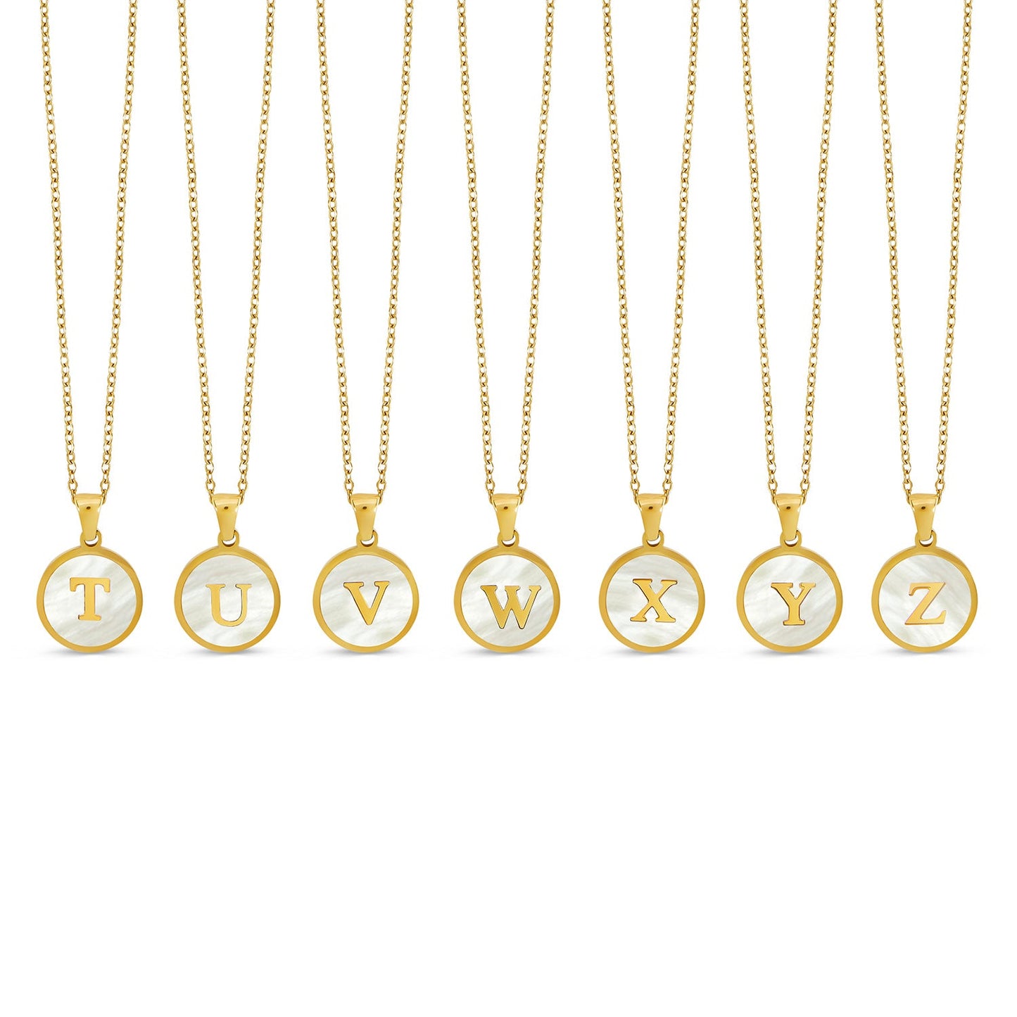Nahaufnahme der Marble Initial Halskette Gold