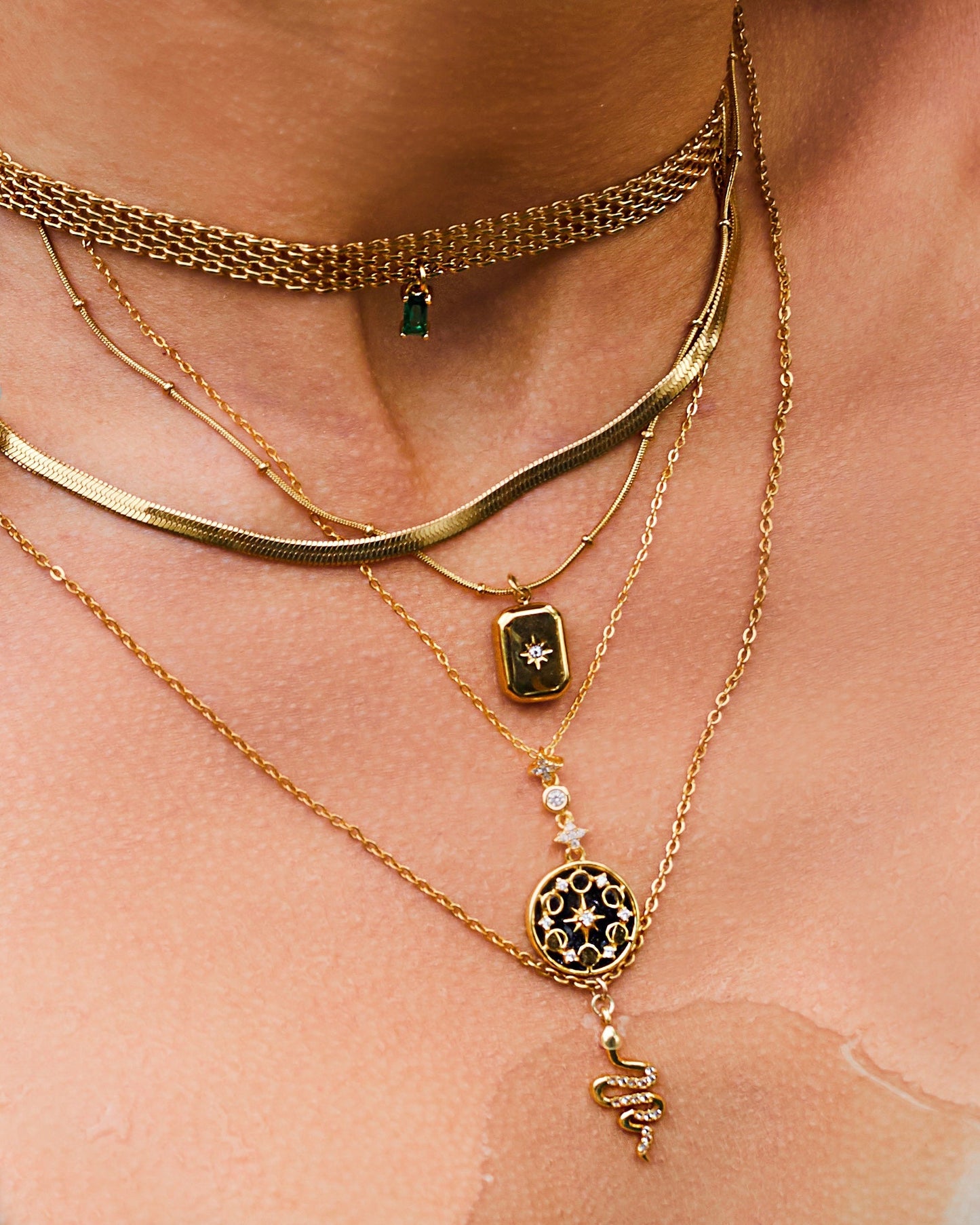 Marilyn necklace with green, white and blue crystal options