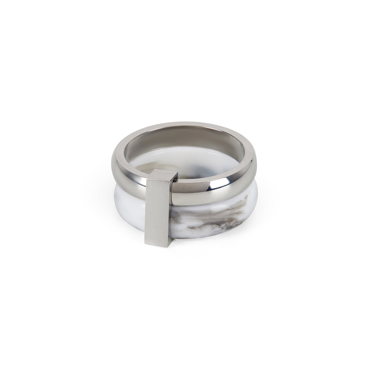 Marmor Mehrschicht-Ring Silber – Vorderansicht