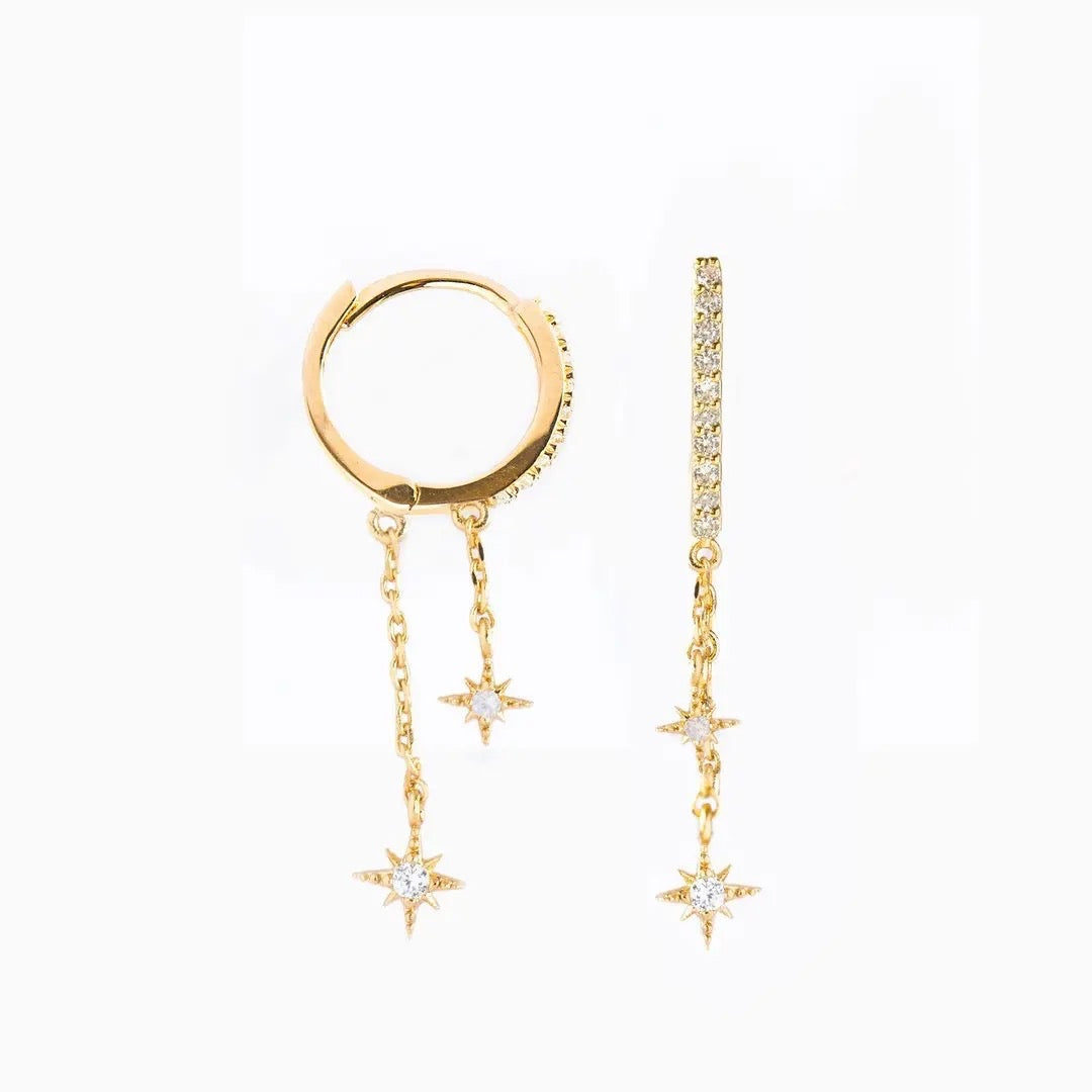 Matching Starry Night earrings worn by best friends