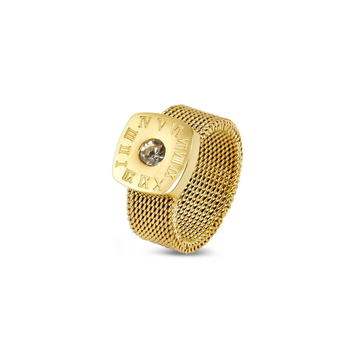 Mesh Strap Latin Stone Ring Gold – Vorderansicht