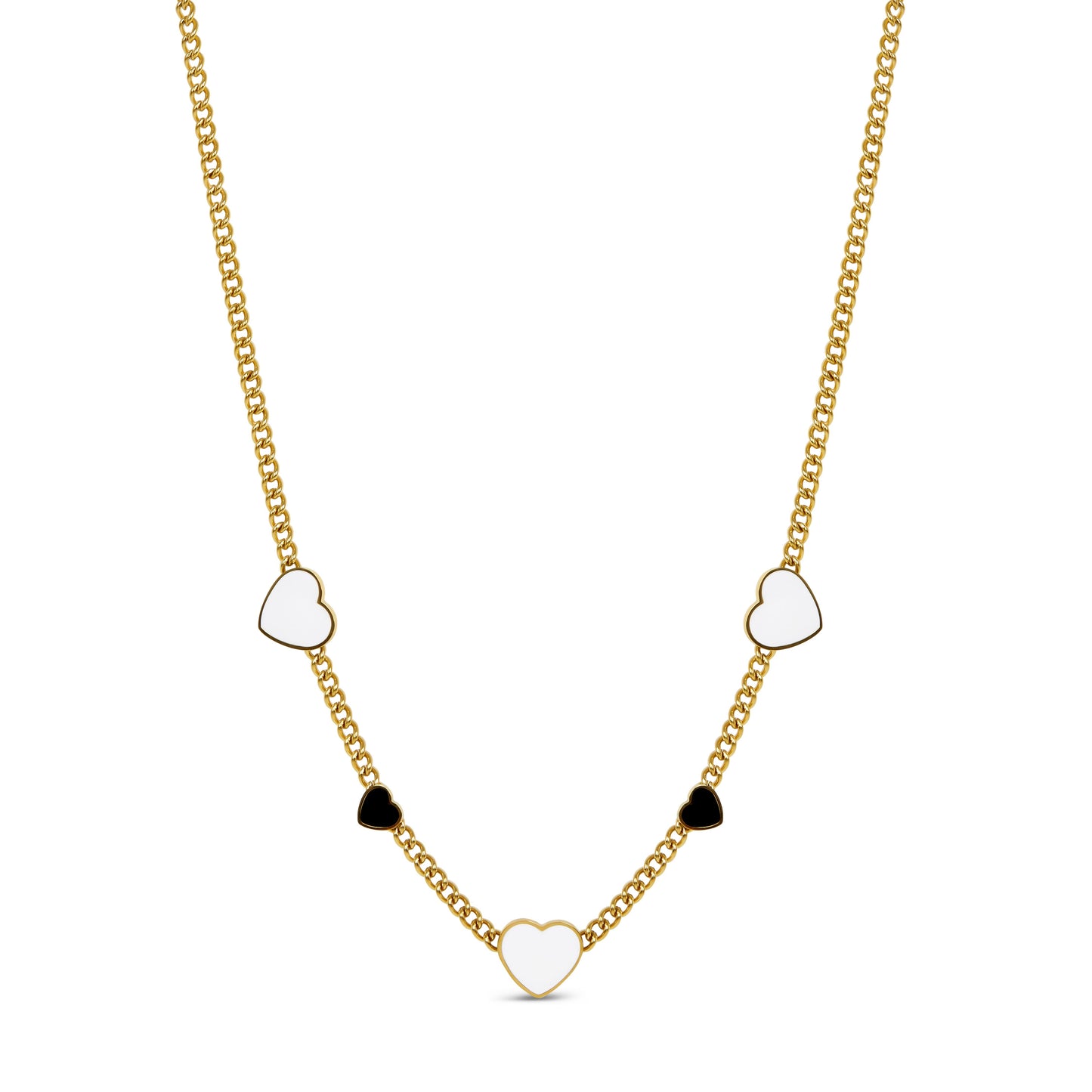 Monochrome Herzen Halskette Gold – Vorderansicht
