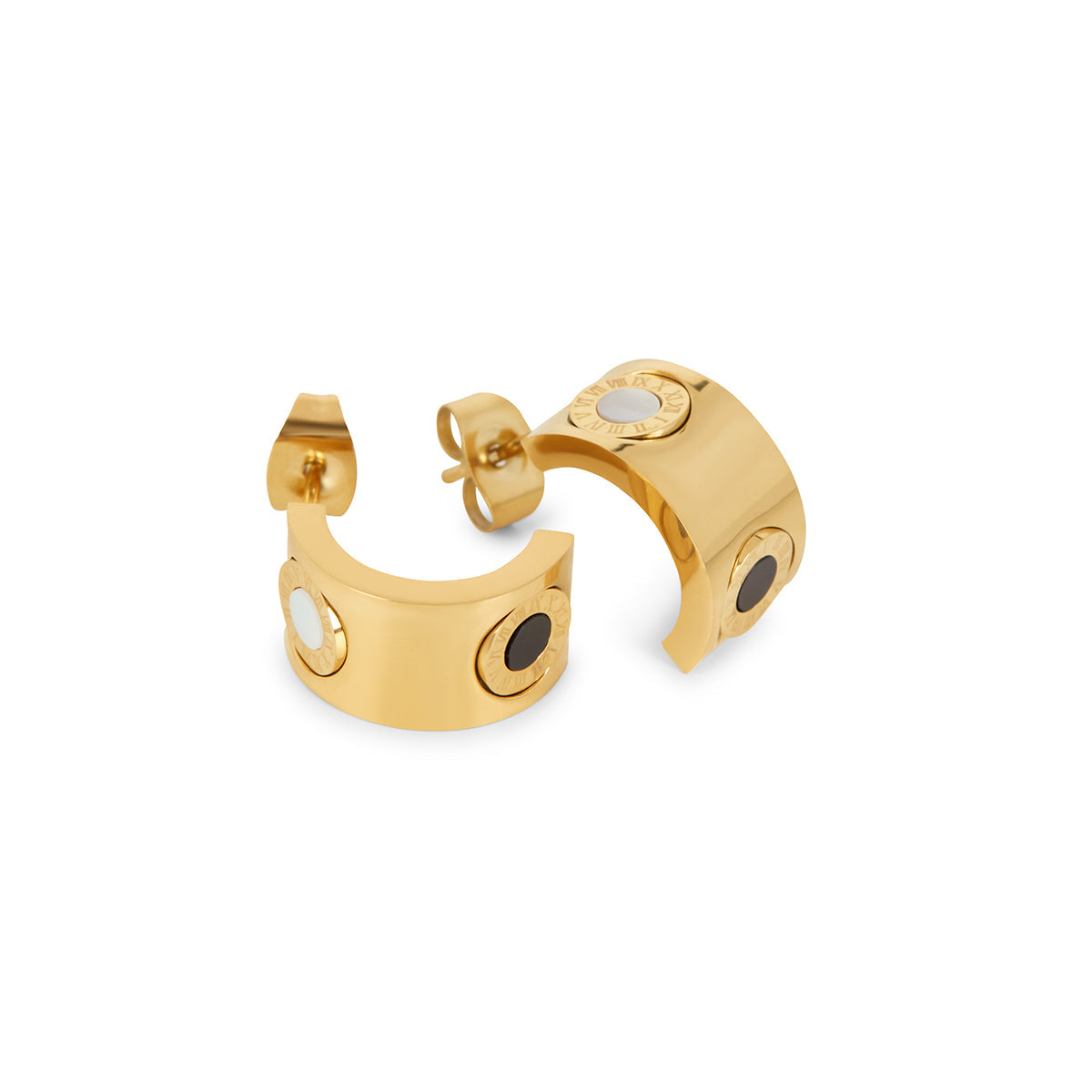 Monochrome Numeral Ohrstecker Gold – Vorderansicht