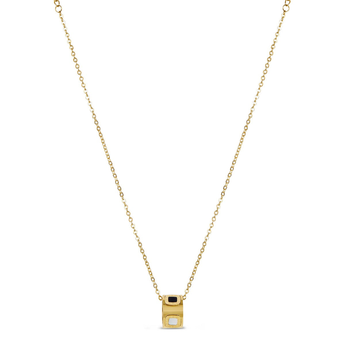 Monochrome Stein Halskette Gold – Vorderansicht