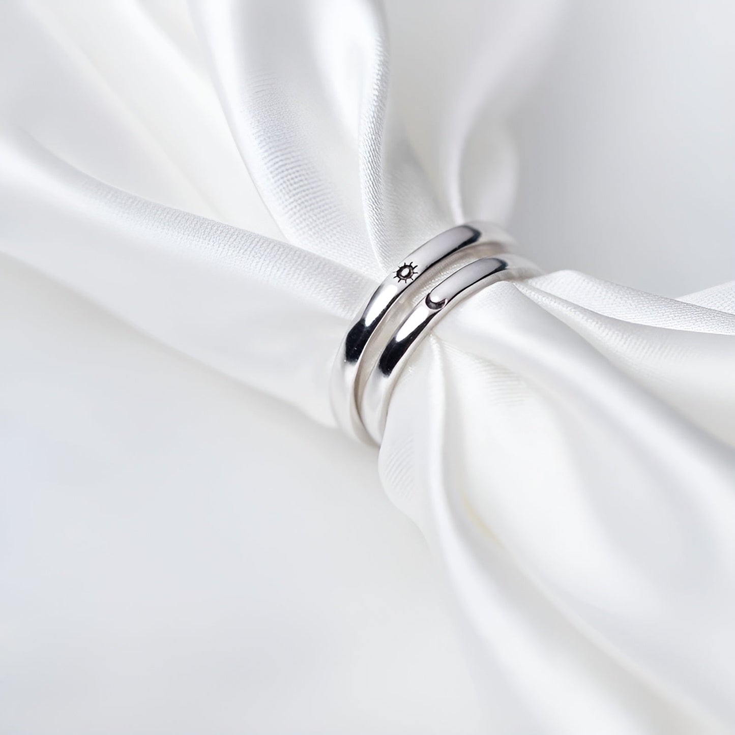 Matching Moon & Sun rings presented in gift box