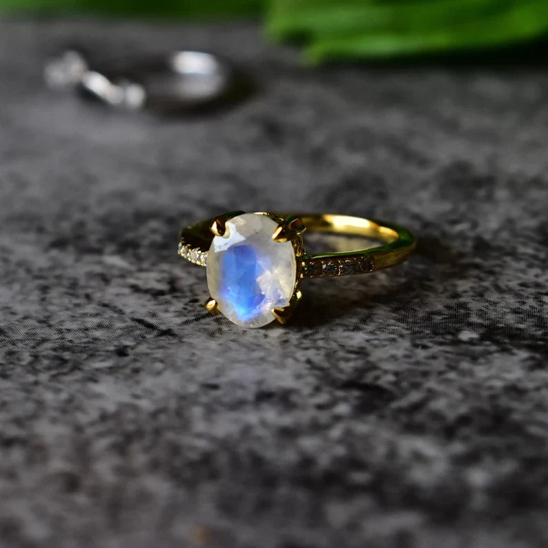 Moonstone ring in elegant gift-ready packaging