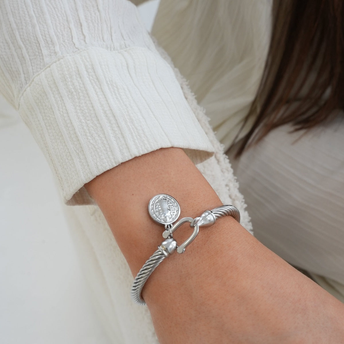 Münzanhänger Armband Silber in Geschenkbox