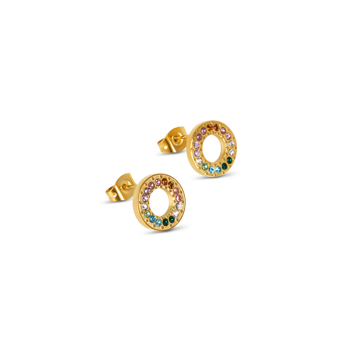 Multi-Colour Gem Ohrstecker Gold – Vorderansicht