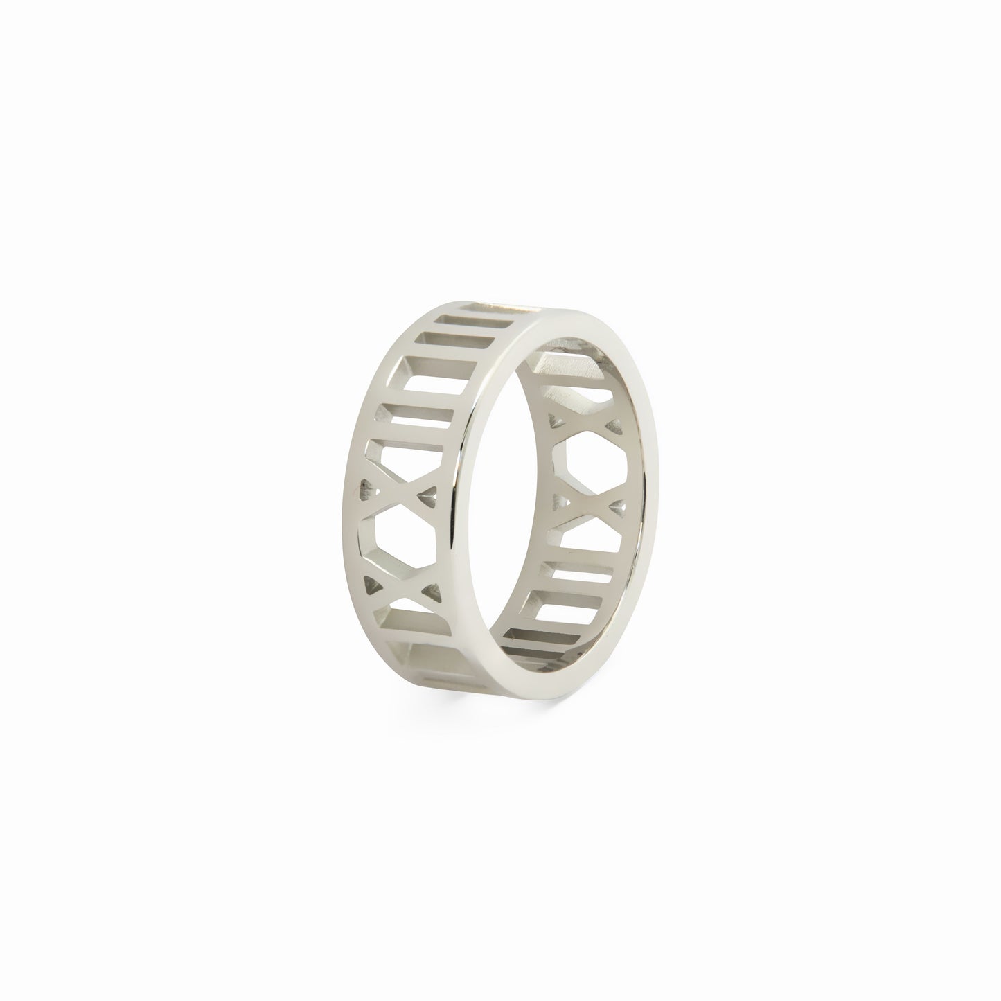 Numeral-Ring mit Hohldesign Silber – Vorderansicht