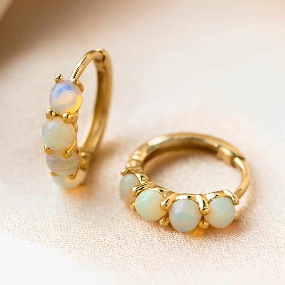 Waterproof test of opal huggie hoop earrings