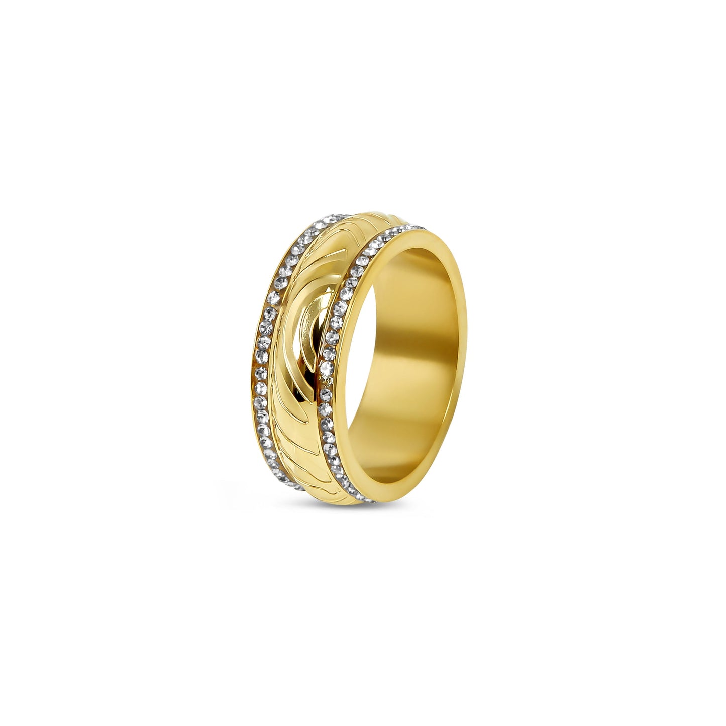 Paphos Luxe Steinring Gold – Vorderansicht