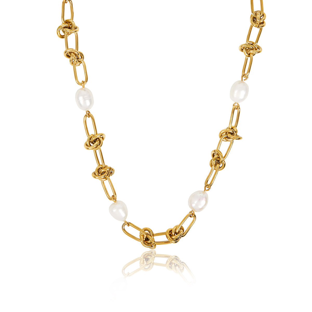 Pearl Knot Halskette Gold – Vorderansicht