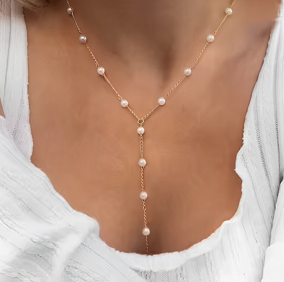 Pearl Y shape necklace in elegant gift box