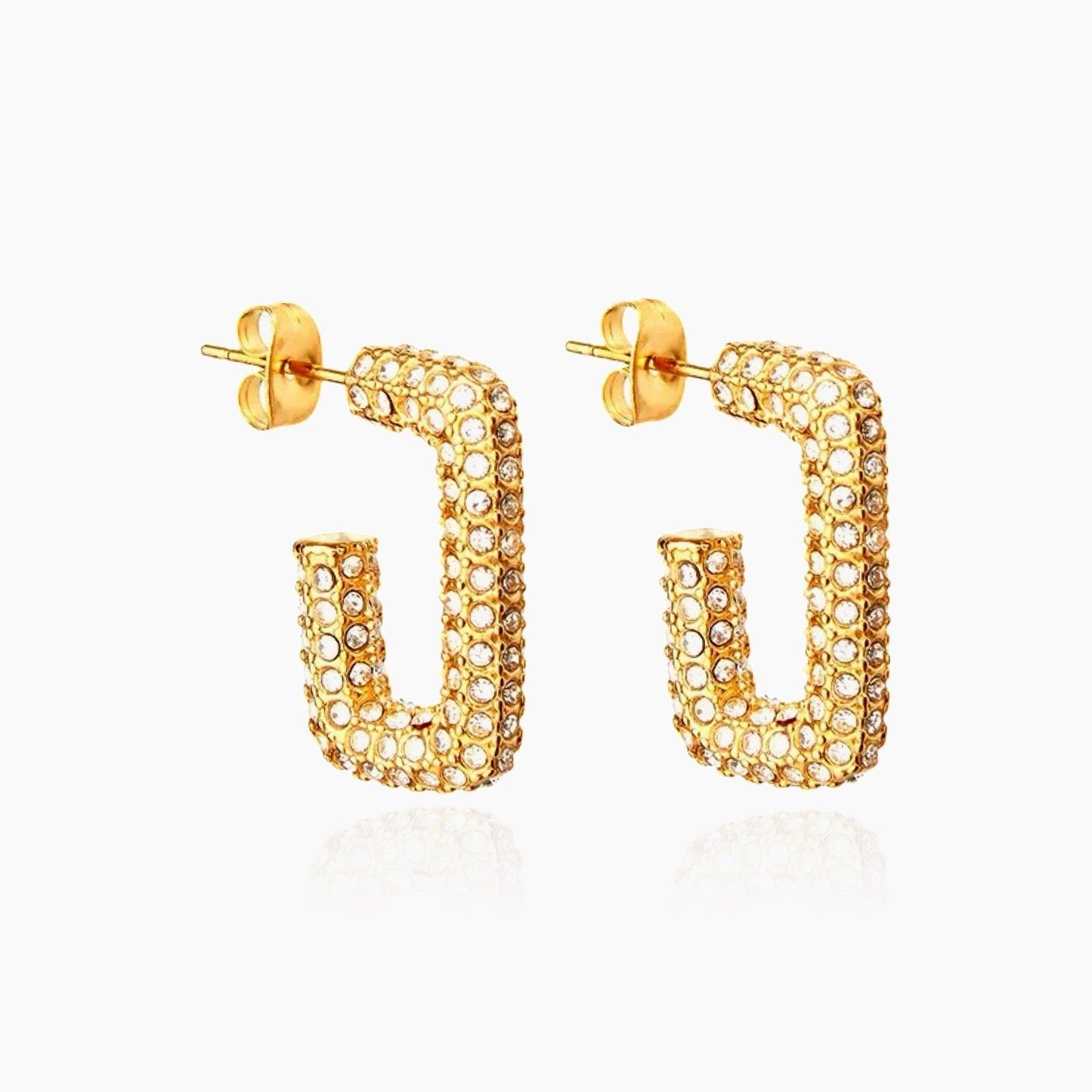 opular Girl rectangular hoop earrings in gold or silver