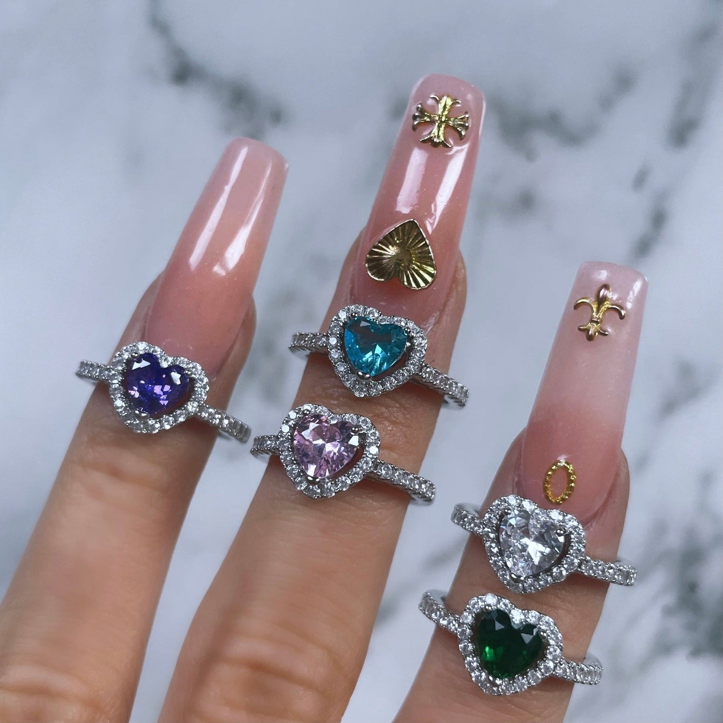 Princess Heart ring styled on a hand