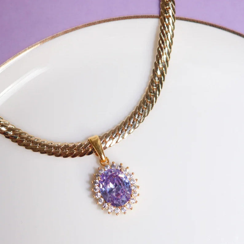 Princess Inspired Necklace with Purple Zirconia