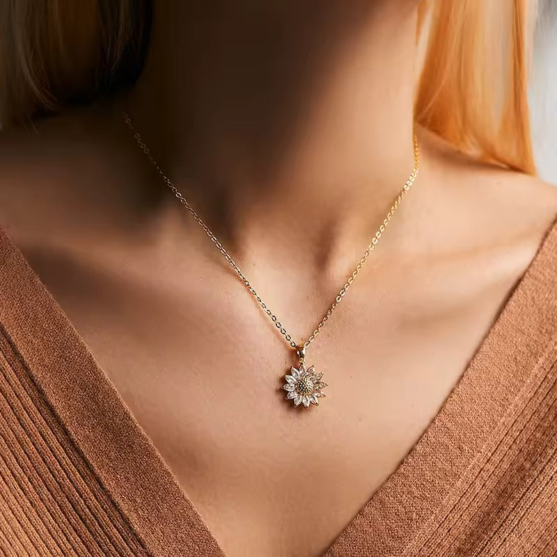 Side-push sunflower box with hidden necklace reveal