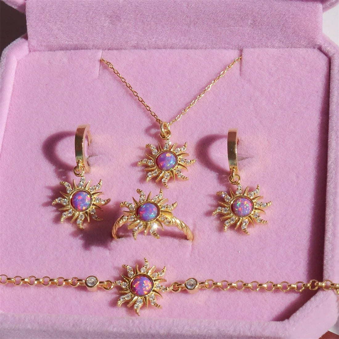 Rapunzel-inspired jewelry set with magical opal