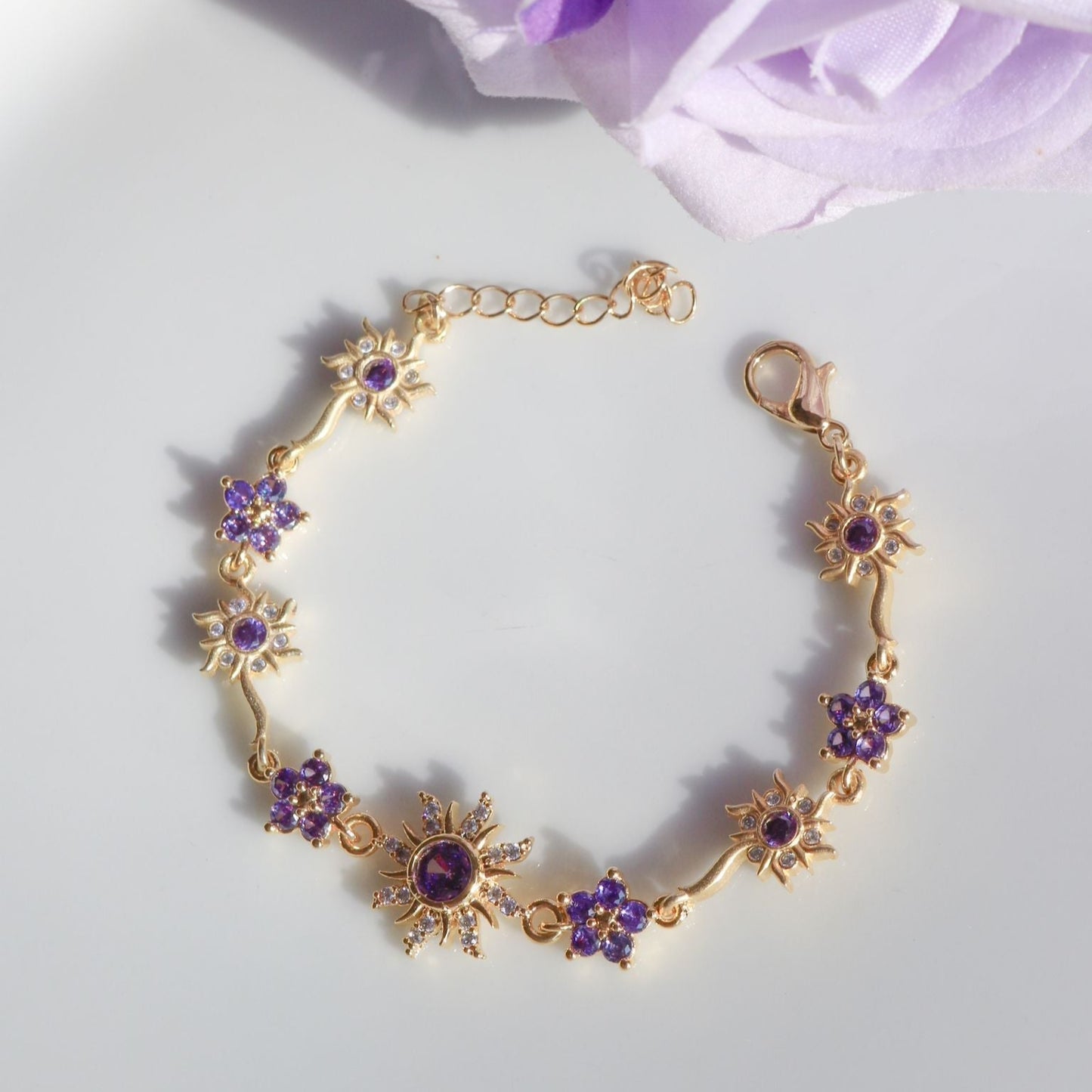 Rapunzel princess bracelet with sparkling gemstone