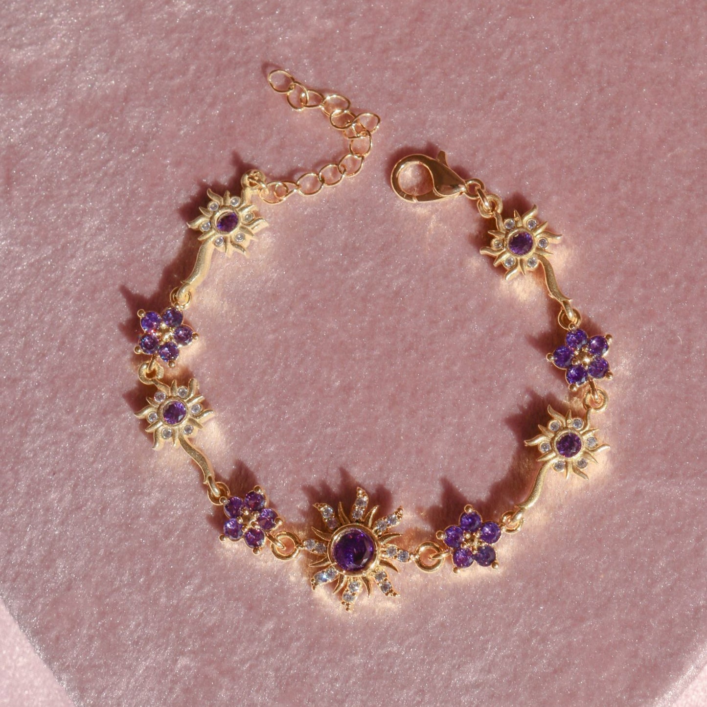 Rapunzel purple sun bracelet with lilac zirconia – princess jewelry
