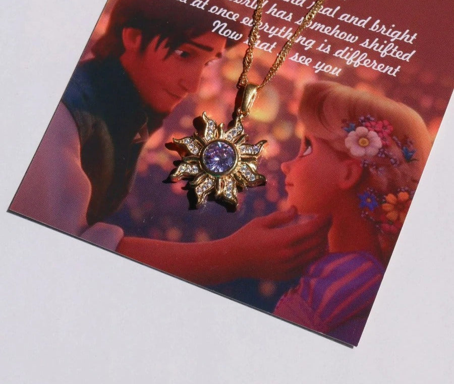 Rapunzel Purple Sun Necklace – Handmade Princess Jewelry