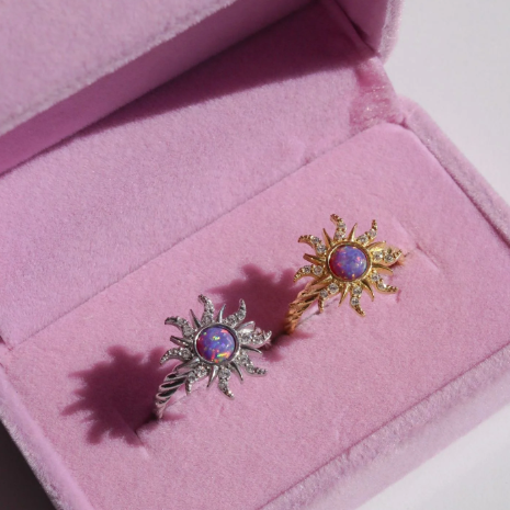 Rapunzel Sun Opal Ring – Adjustable 925 Sterling Silver Jewelry