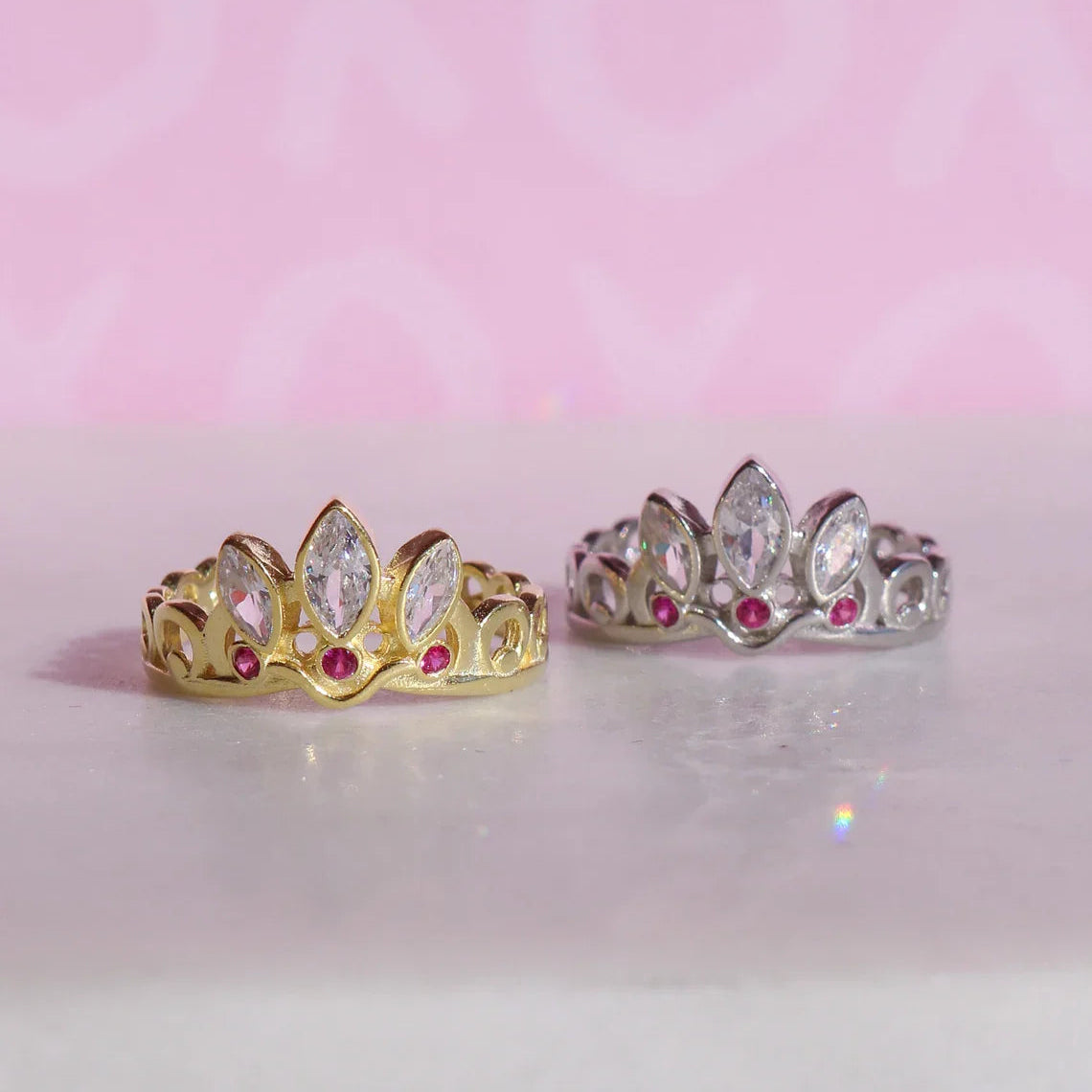 Rapunzel White Crown Ring — Fairy Tale Princess Jewelry