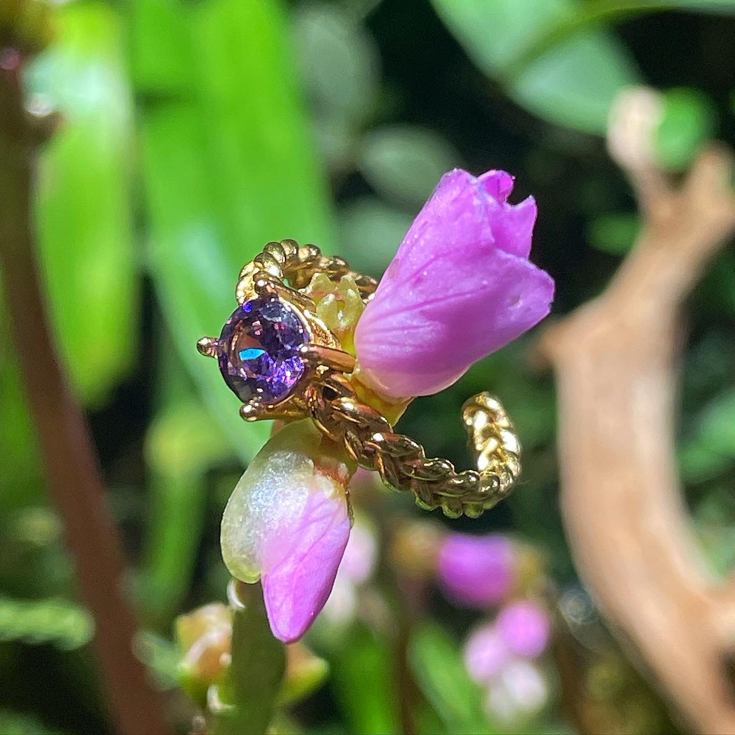 Close-up of zircon stone detail on Romy ring