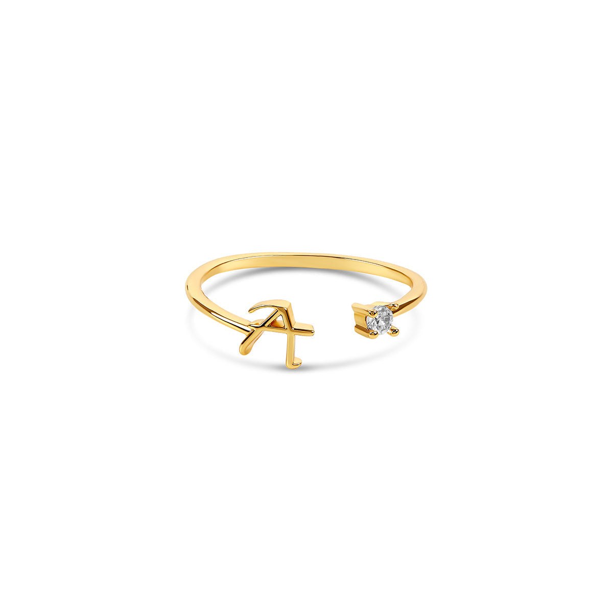 Schriftstein Initial Ring Gold – Vorderansicht
