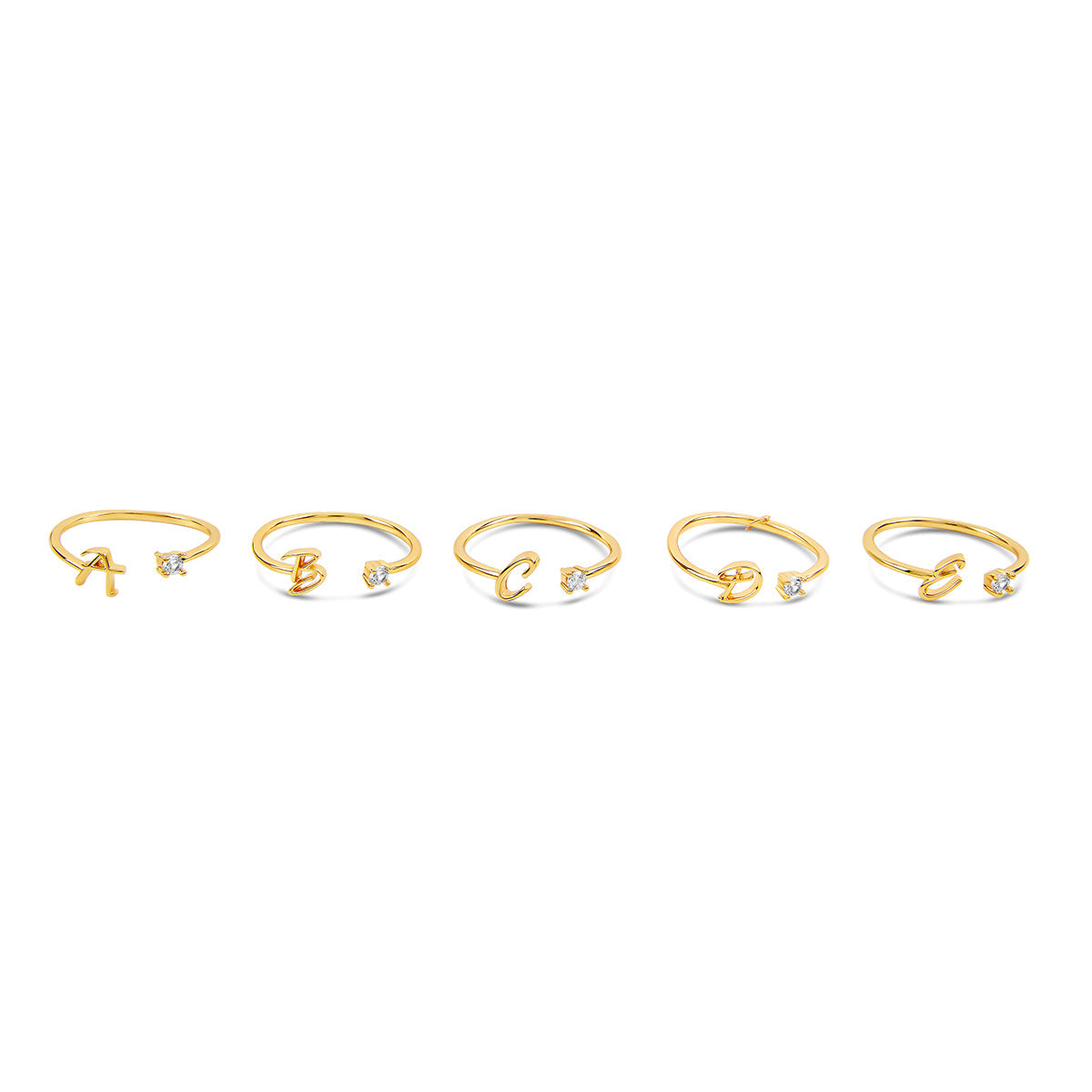 eitliche Ansicht des Schriftstein Initial Rings Gold