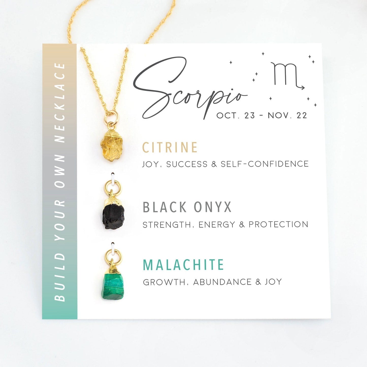 Raw gemstone charms on gold chain – zodiac birthstone necklace