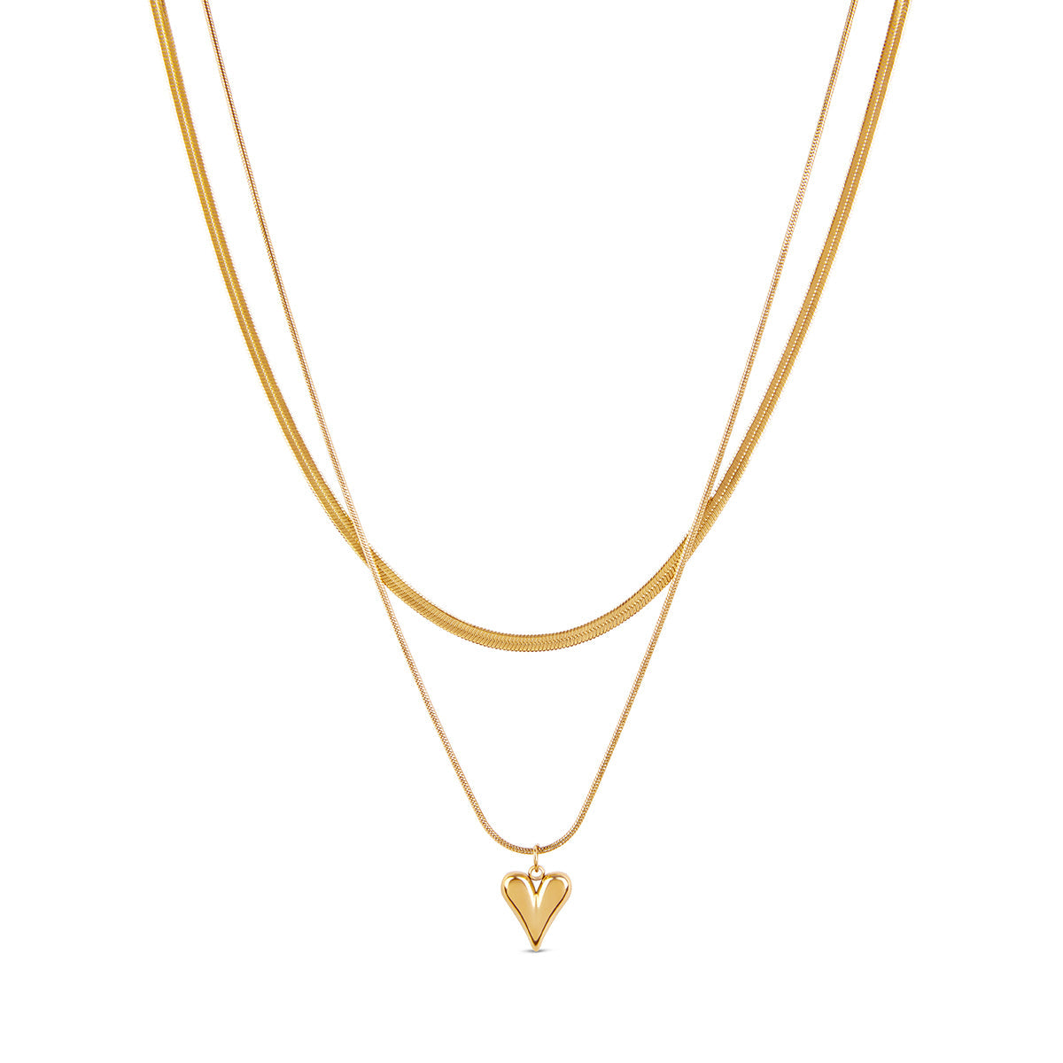 Sculpted Heart Layered Halskette Gold – Vorderansicht