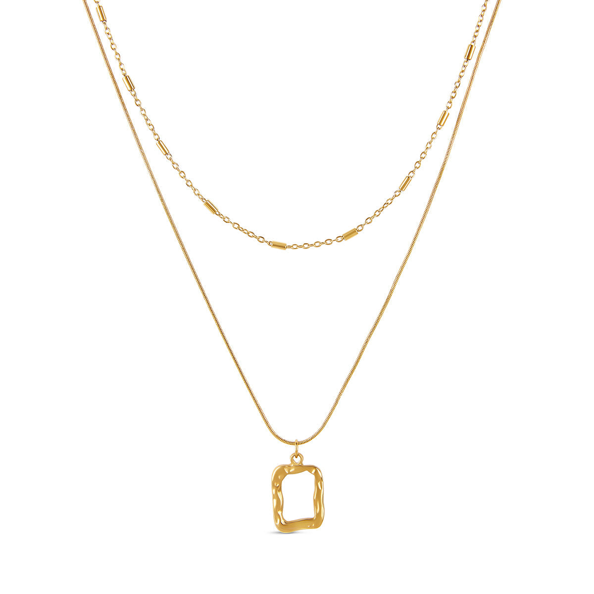 Sculpture Pendant Layered Halskette Gold – Vorderansicht