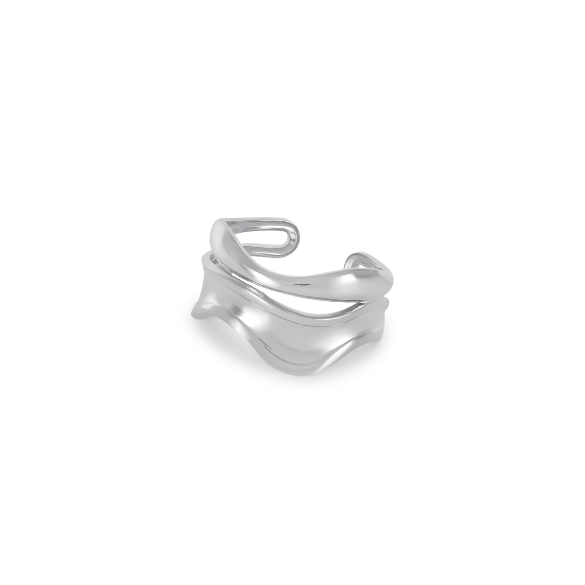 Sculpture Verstellbarer Ring Silber – Vorderansicht